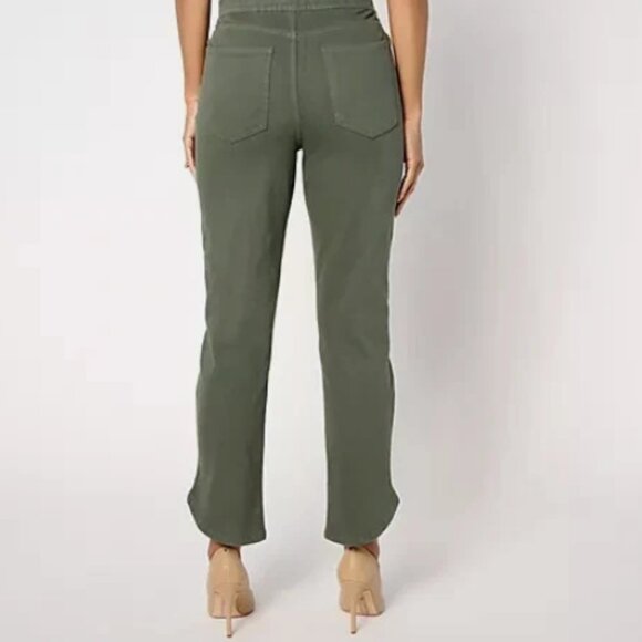 Isaac Mizrahi Knit Denm Pull on Ankle Jeans Tulip Hem-Forest-Tall 0-A653309 - Picture 2 of 2